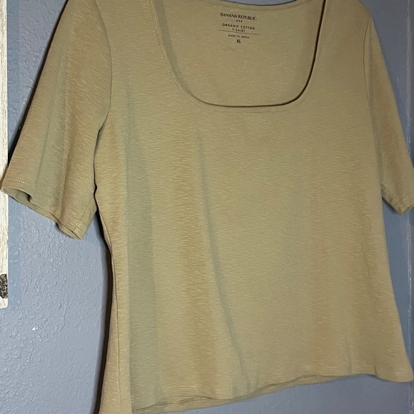 Banana Republic Square Neck Top Women’s XL Organic Cotton T-Shirt Tan Scoop - Picture 5 of 8
